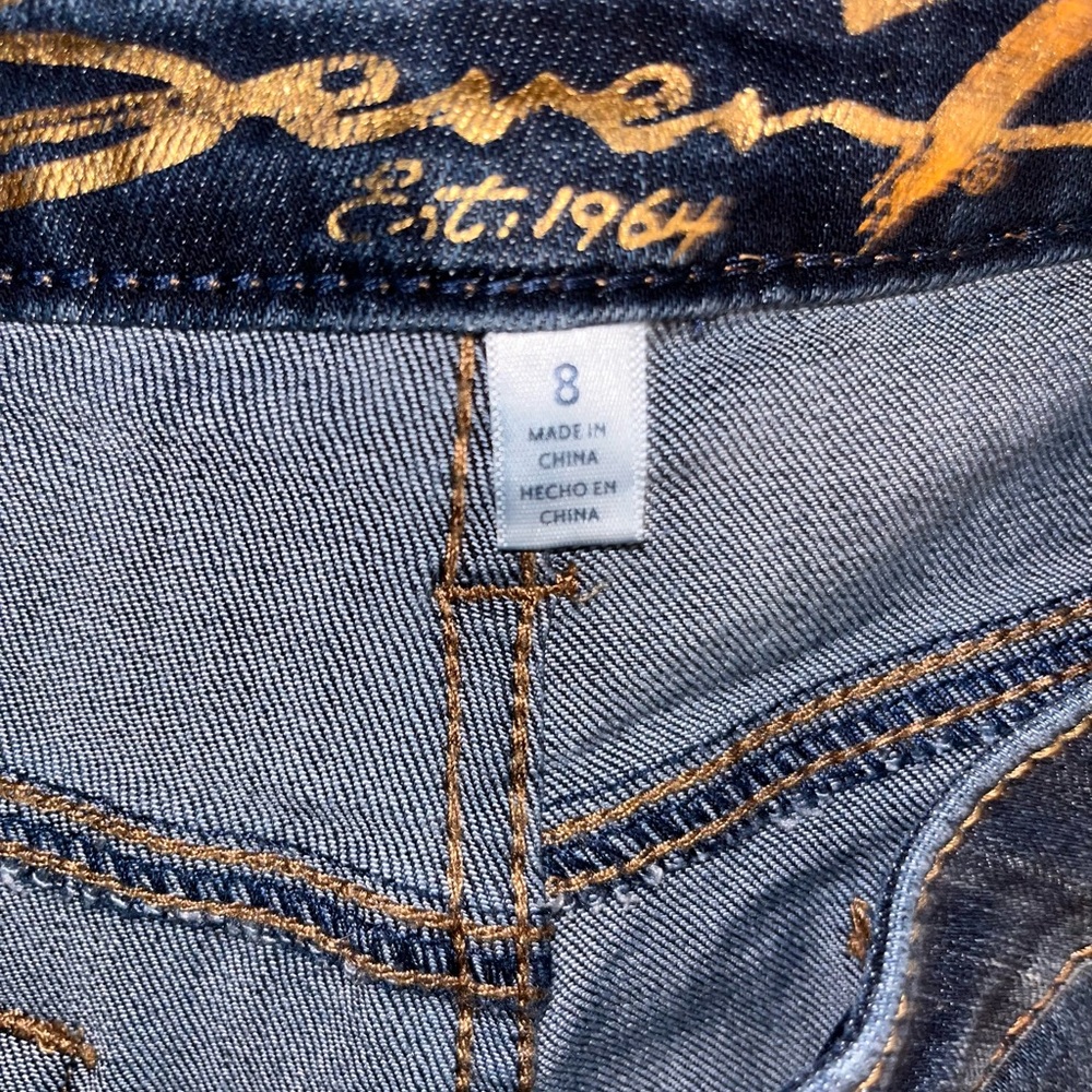 Seven7 Deep Indigo Cropped Jeans Raw Hem Size 8 - Picture 5 of 6